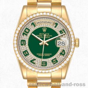 Rolex Replica Day-Date 36mm Men's 118348-0054 Green Dial Oyster Bracelet/President Bracelet