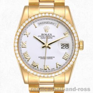 Rolex Replica Day-Date Men's 36mm m118348-0150 Diamond Bezel White Dial